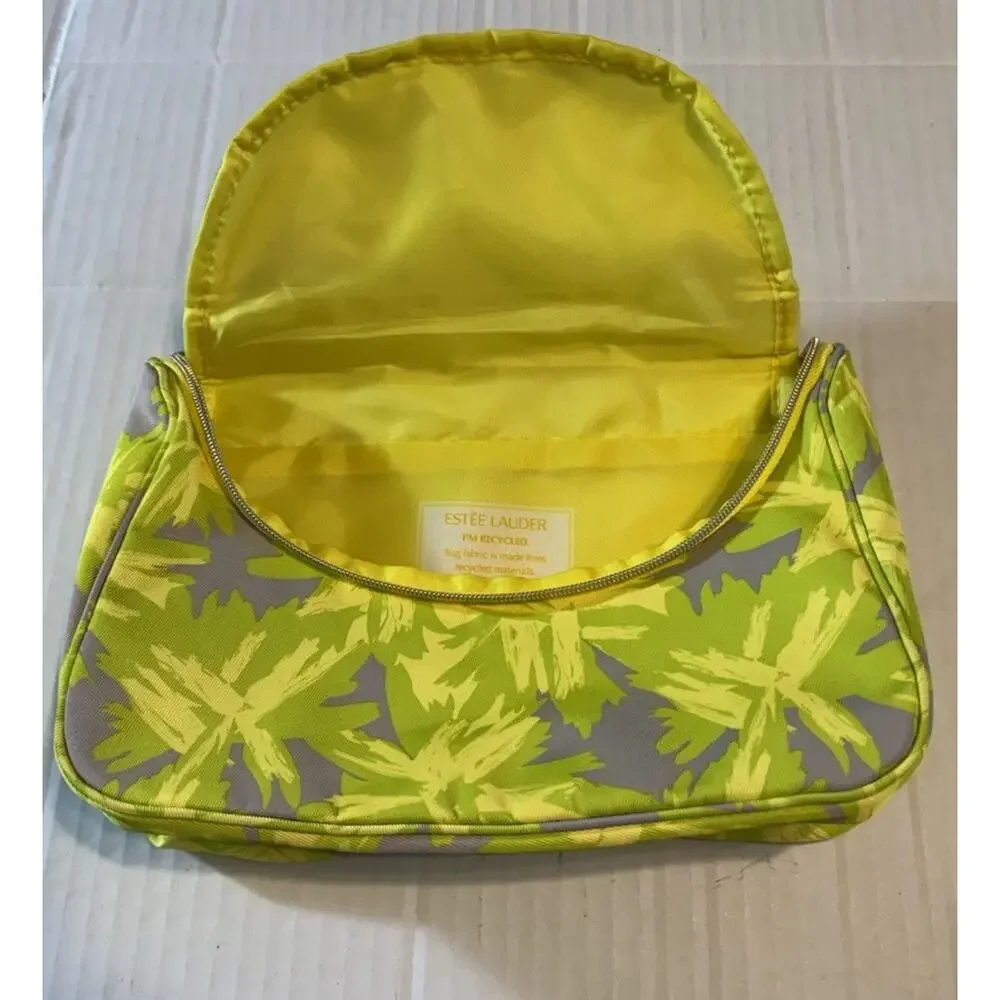 Estee Lauder Yellow Abstract Makeup Pouch Zippered Bag